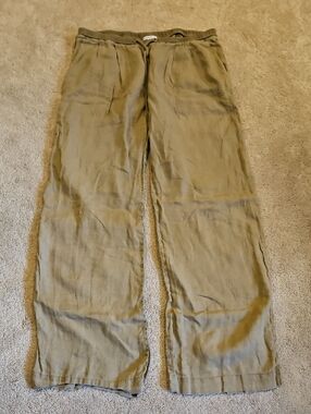 James Perse 100% Linen Drawstring Pants - Khaki/Olive Green